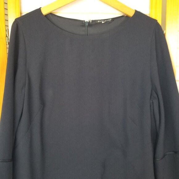 Tahari Navy Blue Dress Size 12 Esmarella A-Line 3/4 Sleeve - Picture 6 of 11